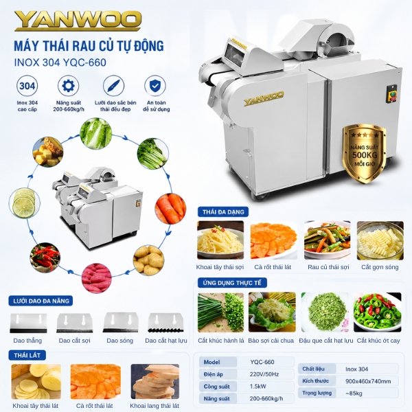 Máy thái rau củ Yanwoo inox 304 YQC-660 